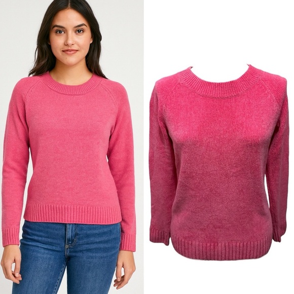 103 Talbots | EUC Jordan Chenille Crew Neck Sweater - Bright Pink, SP (Small P) - Picture 1 of 10